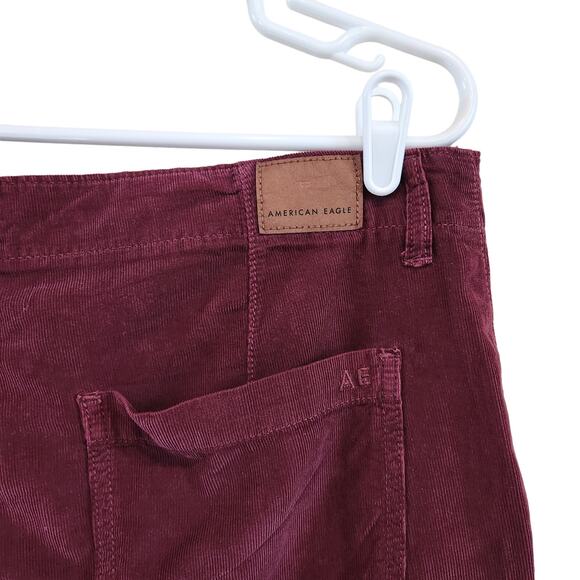 American Eagle Burgundy Baggy Mom Pants Curdoroy Textured Cotton Size 14 Short - Picture 6 of 13